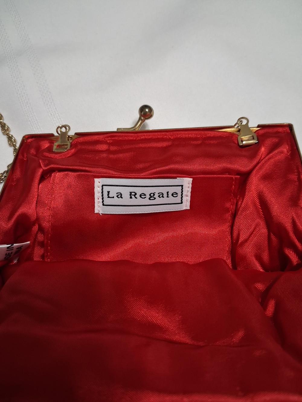 La Regale Red Satin Evening Clutch